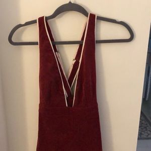 Free People x Camp Collection Red Corduroy Jumpsuit